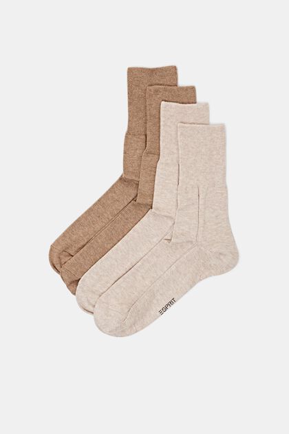 2er-Pack Socken mit breitem Bündchen, BEIGE/BROWN, overview