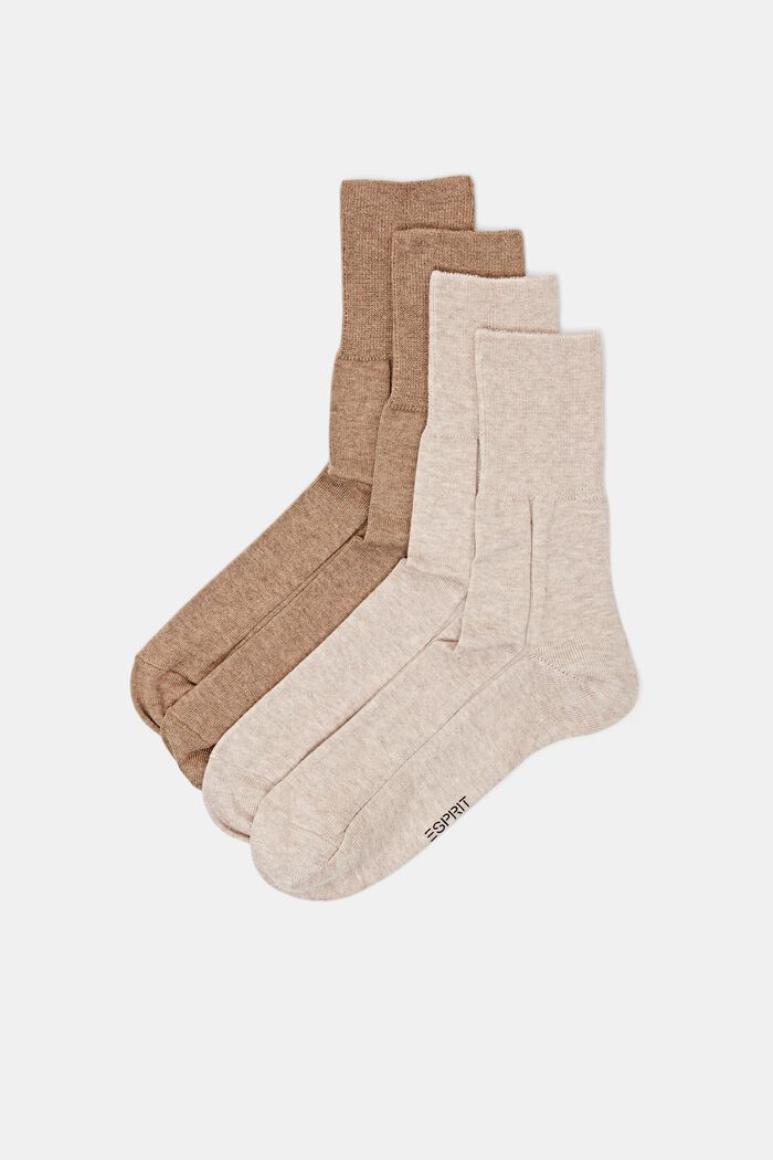 2er-Pack Socken mit breitem Bündchen, BEIGE/BROWN, detail image number 0