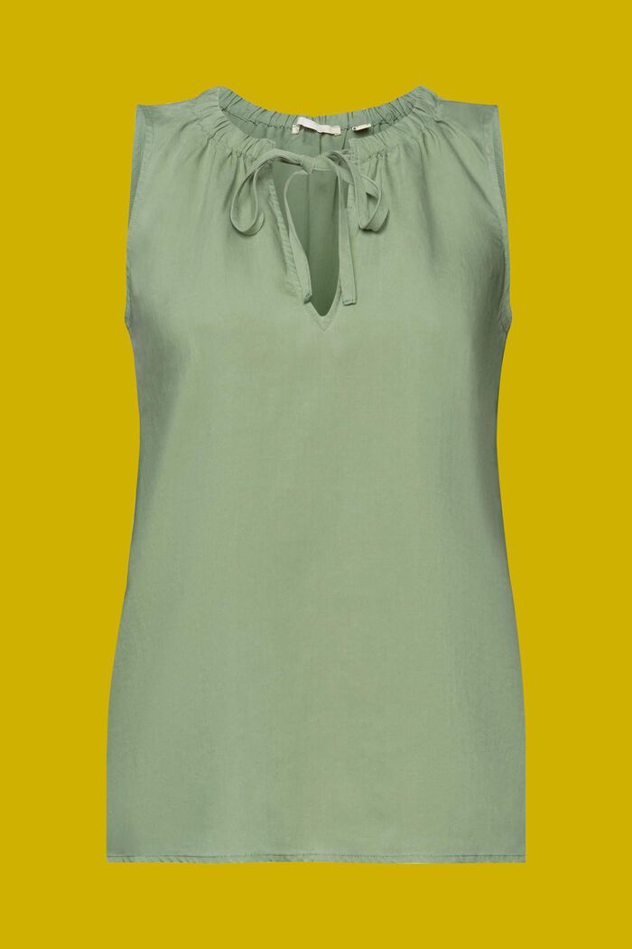 Ärmellose Bluse mit elastischem Kragen, PALE KHAKI, detail image number 5