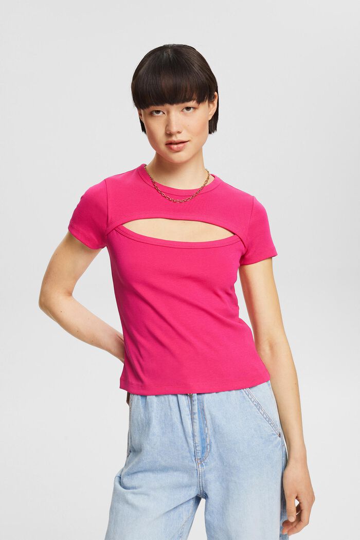 T-Shirt mit Cut-Out, PINK FUCHSIA, detail image number 0