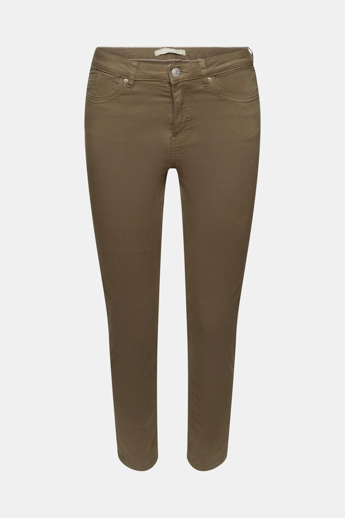 Stretchige Mid-Rise-Hose in Cropped-Länge, KHAKI GREEN, detail image number 7