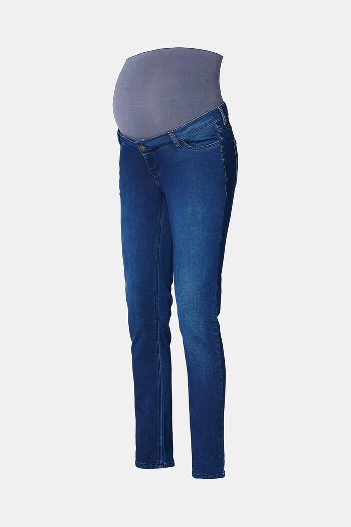 Stretch-Jeans mit Überbauchbund, DARK WASHED BLUE, detail image number 0
