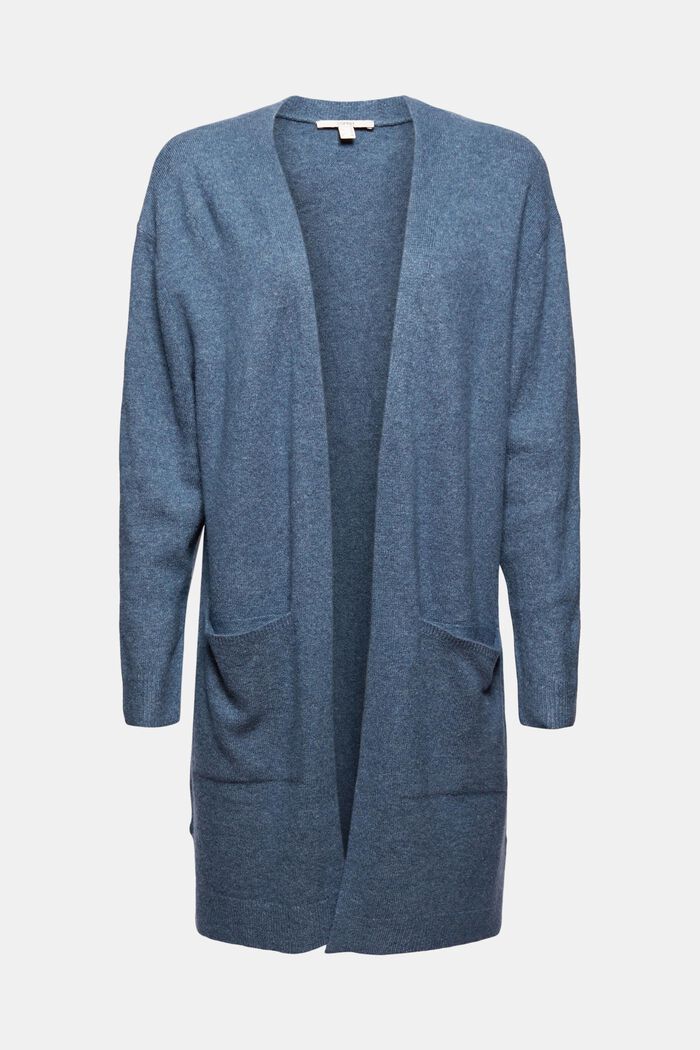 Mit Wolle: offener Cardigan in Longform, GREY BLUE, detail image number 5