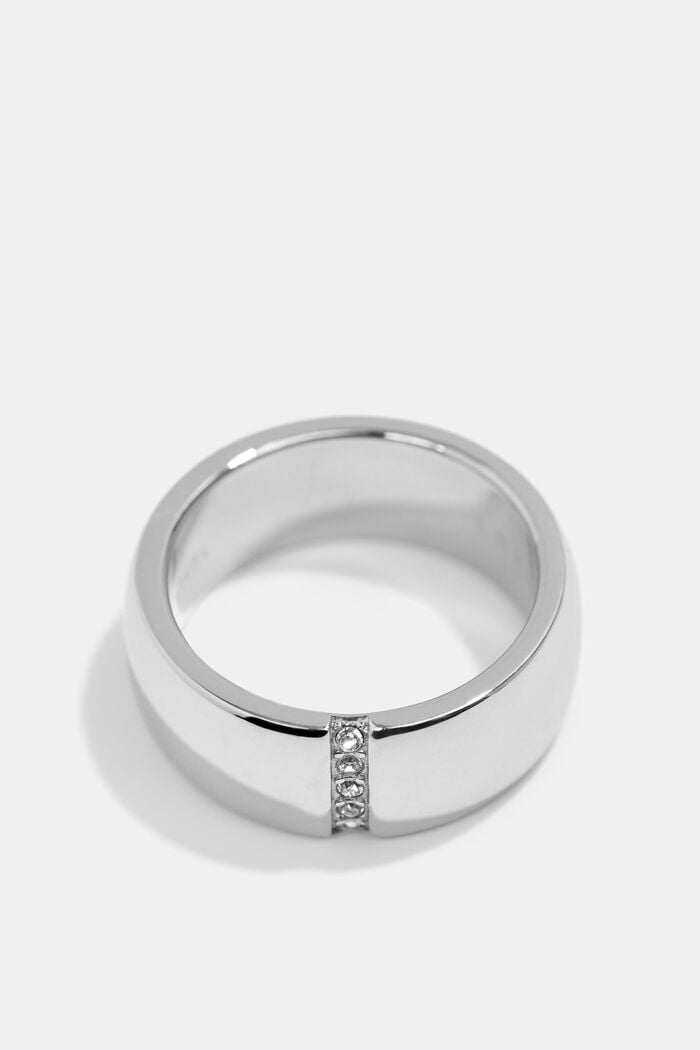 Ring mit Zirkonia-Reihe, Edelstahl, SILVER, detail image number 0