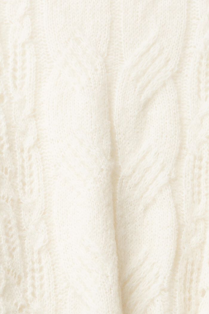 Mockneck-Zopfstrickpullover mit Alpaka, OFF WHITE, detail image number 5