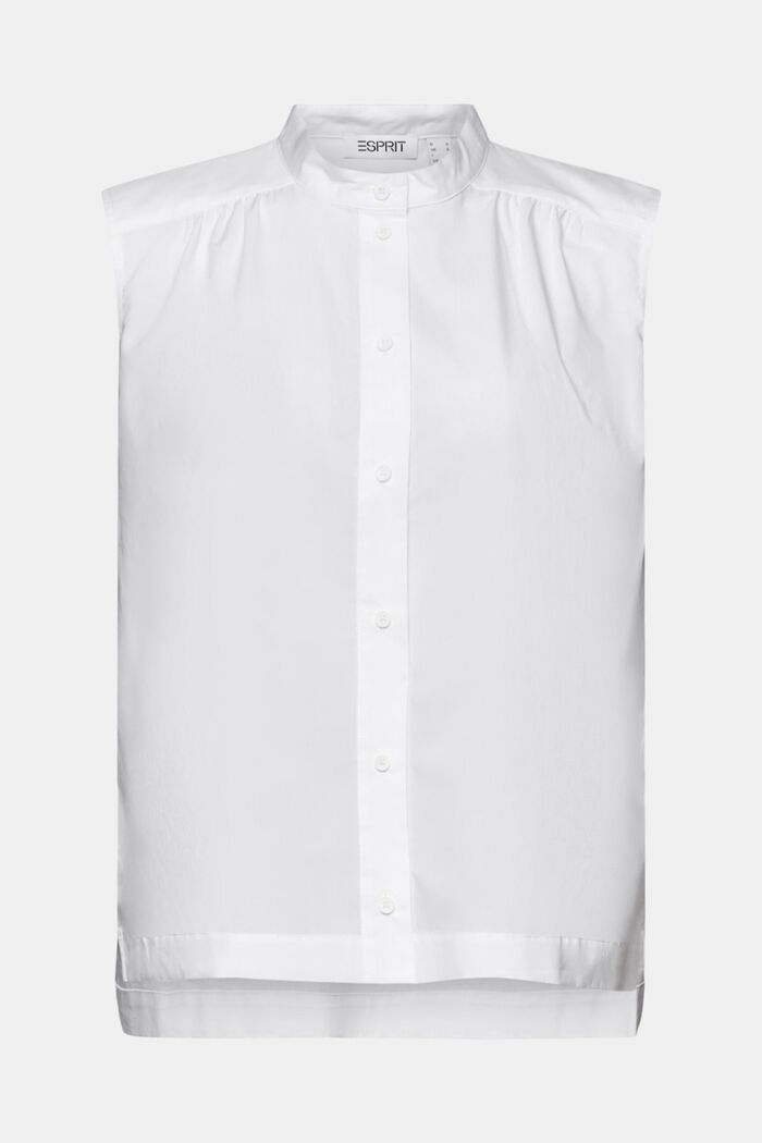 Ärmellose Popeline-Bluse, WHITE, detail image number 5