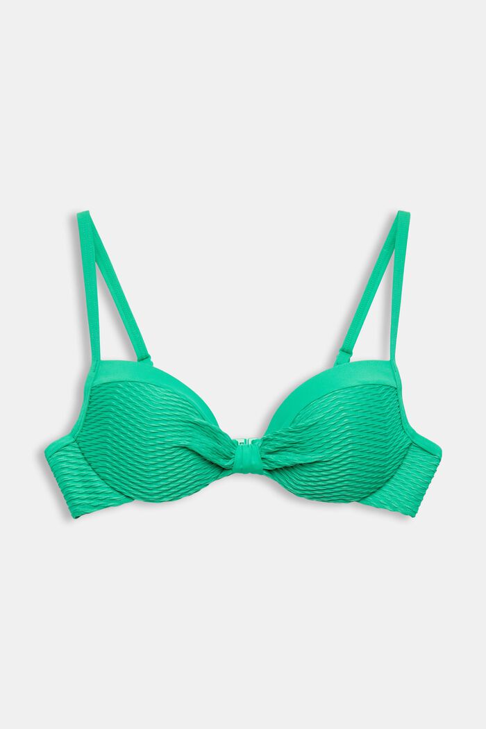 Recycelt: Wattiertes Bikinitop mit Struktur, GREEN, detail image number 4