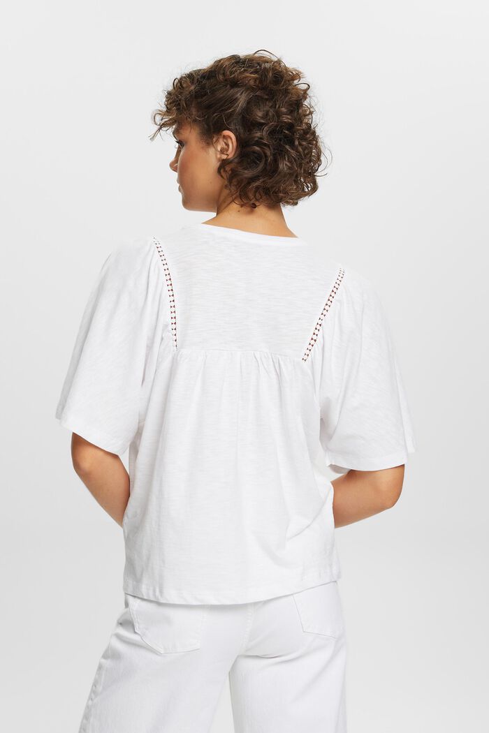 Ausgestelltes T-Shirt, 100 % Baumwolle, WHITE, detail image number 3