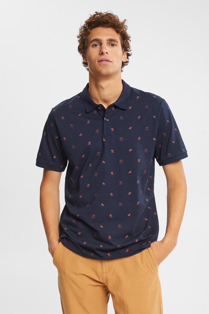 Jersey-Poloshirt mit Print, NAVY, detail image number 0