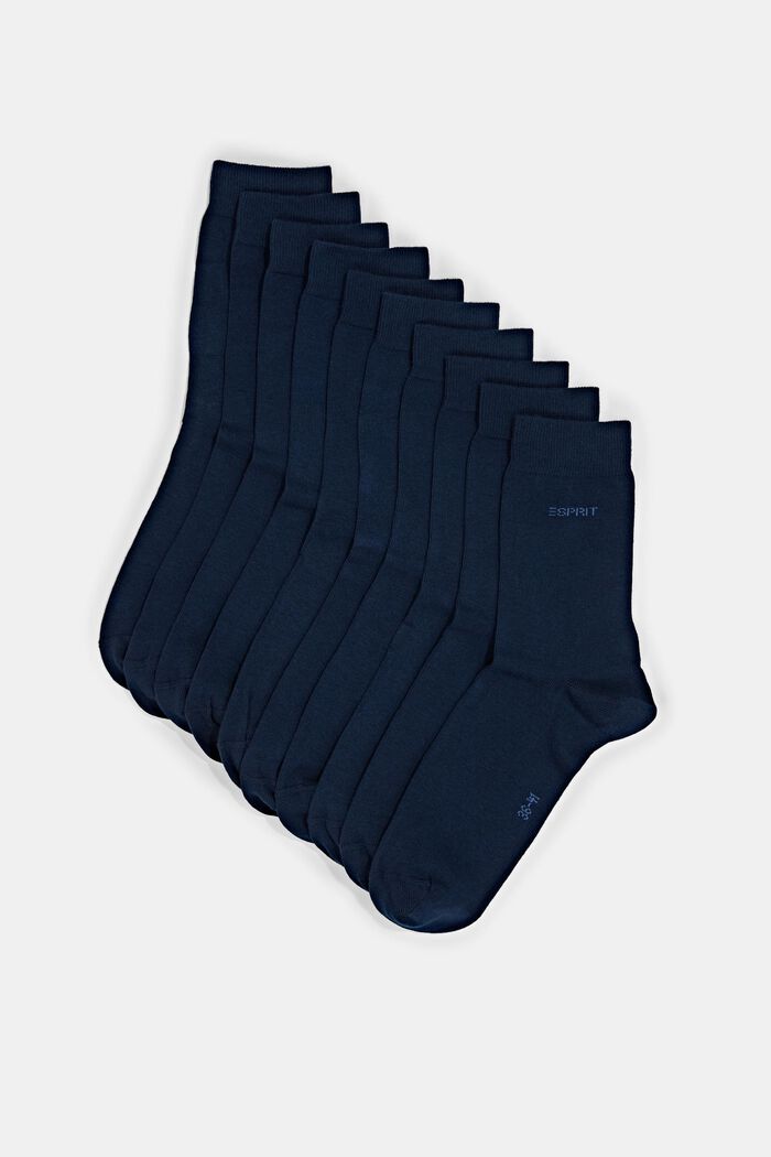 10er-Pack unifarbene Socken, Bio-Baumwolle, MARINE, detail image number 0