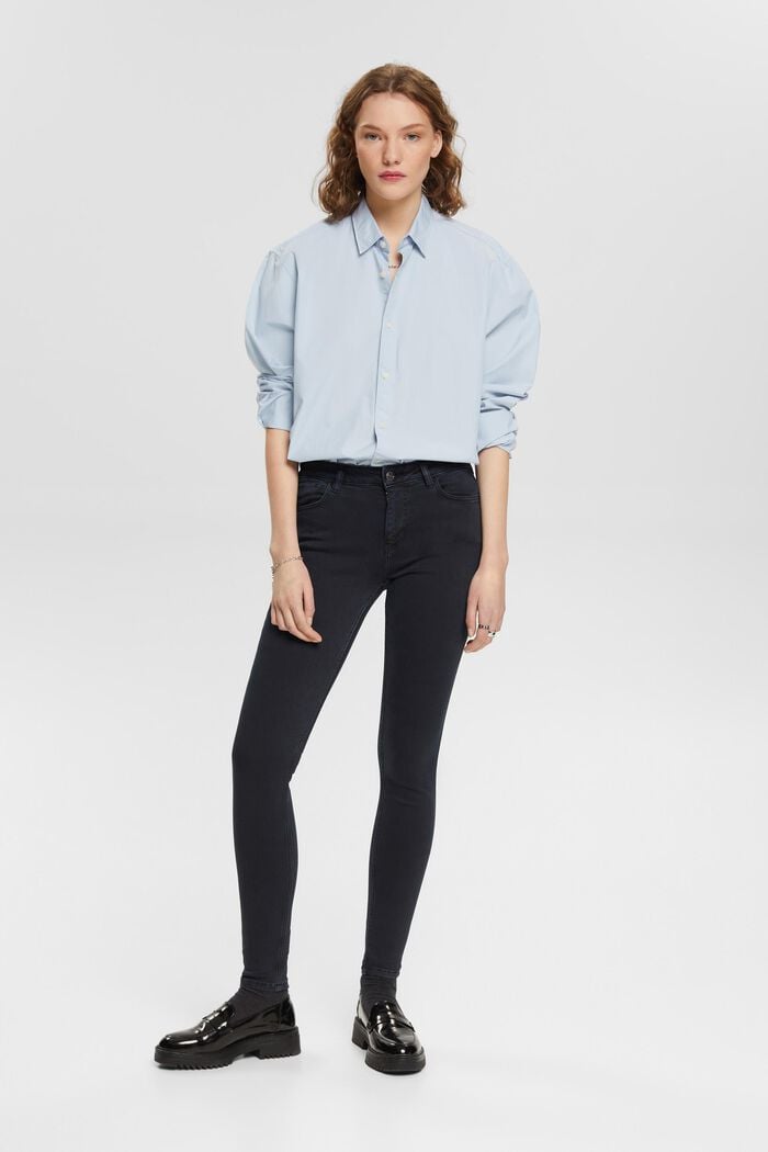 Skinny Jeans mit mittelhohem Bund, BLACK, detail image number 4