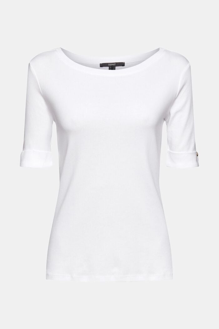 T-Shirt aus Bio-Baumwolle mit umgeschlagenem Ärmel, WHITE, detail image number 7