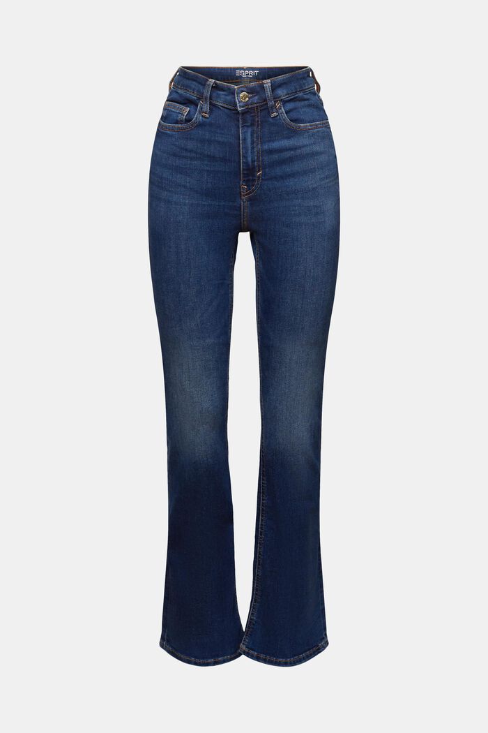 Recycelt: Bootcut-Jeans mit hohem Bund, BLUE DARK WASHED, detail image number 7