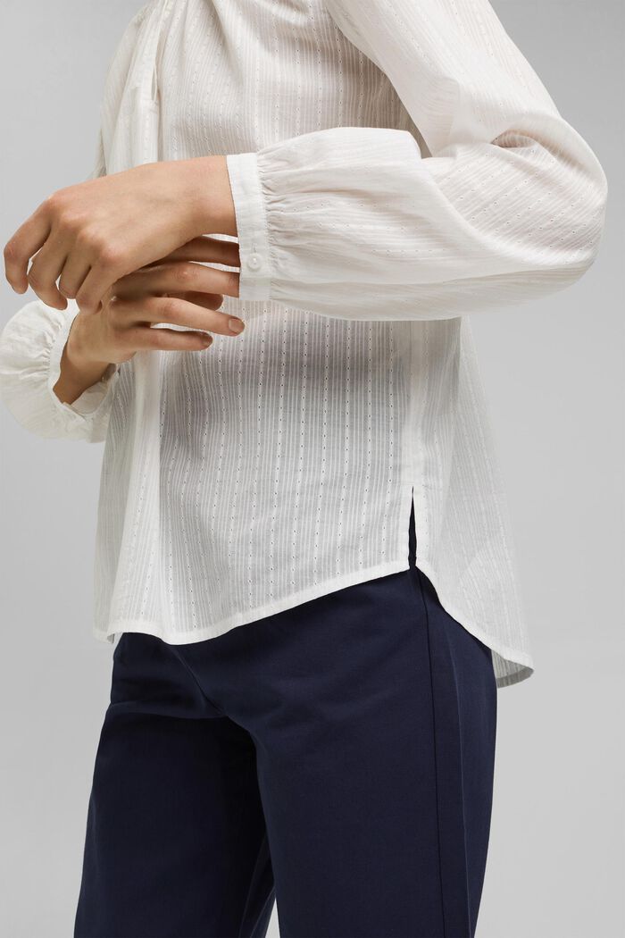 Bluse mit Webstruktur aus 100% Baumwolle, OFF WHITE, detail image number 2