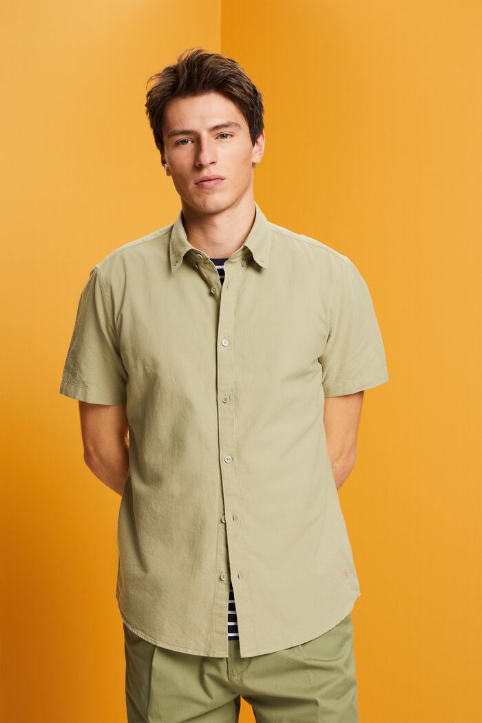 Button-Down-Hemd aus Baumwolle, LIGHT GREEN, detail image number 0