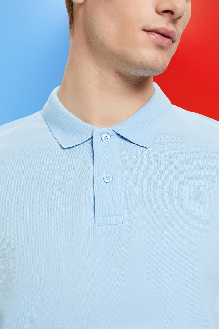 Slim-Fit-Poloshirt aus Baumwoll-Piqué, LIGHT BLUE, detail image number 2