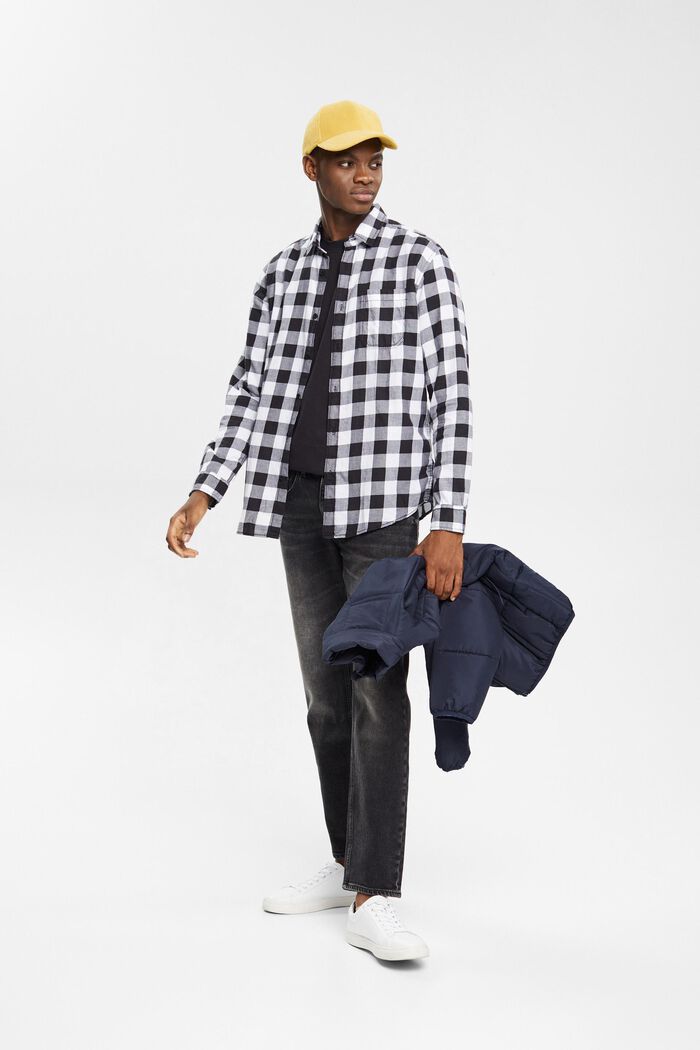 Flanellhemd mit Vichy-Karo, nachhaltige Baumwolle, BLACK, detail image number 0