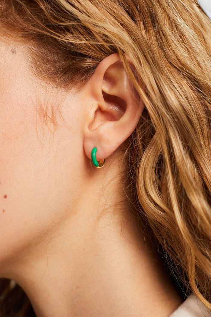 Kleiner zweifarbiger Ohrring, GREEN, detail image number 2
