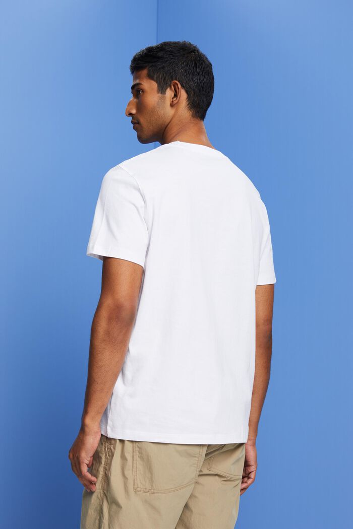 Rundhals-T-Shirt mit Print, 100 % Baumwolle, WHITE, detail image number 3