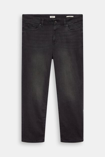 Jeans mit geradem Bein und mittlerer Bundhöhe, BLACK DARK WASHED, overview
