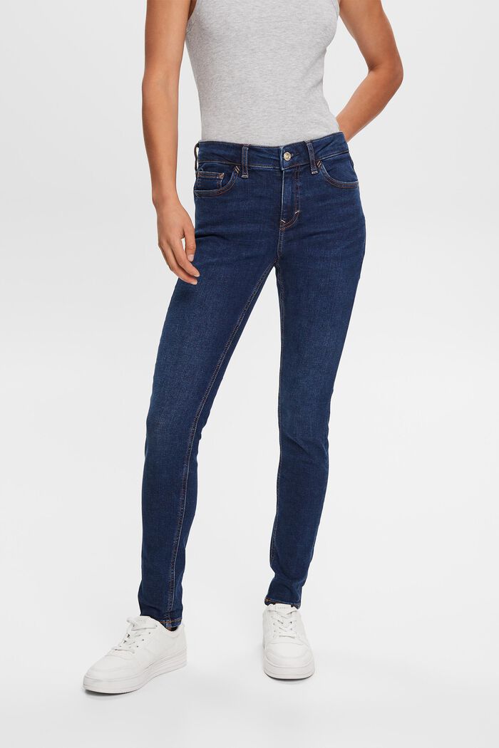 Skinny Jeans mit mittlerer Bundhöhe, BLUE DARK WASHED, detail image number 0