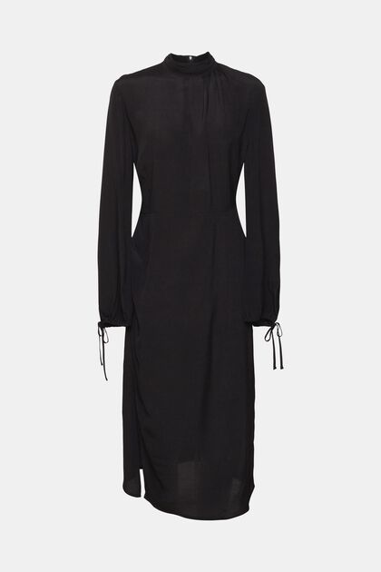 Kleid mit Stehkragen, BLACK, overview