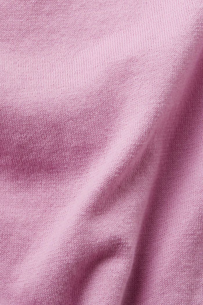 Pullover mit V-Ausschnitt aus Baumwolle, LILAC, detail image number 5