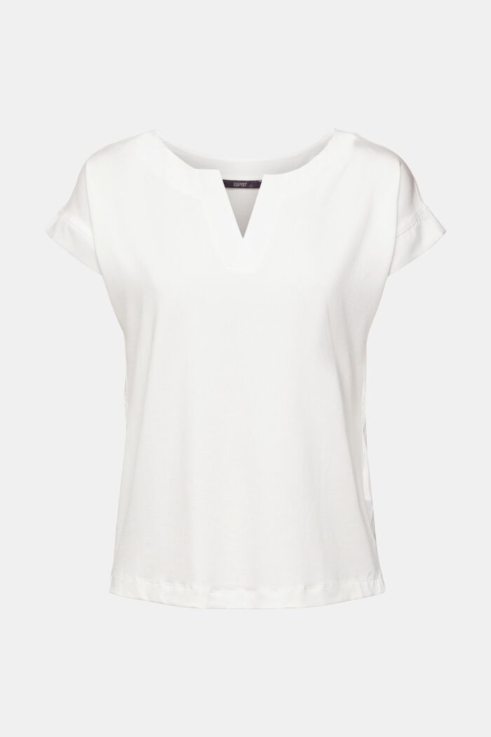 T-Shirt mit V-Ausschnitt, TENCEL™, OFF WHITE, detail image number 7