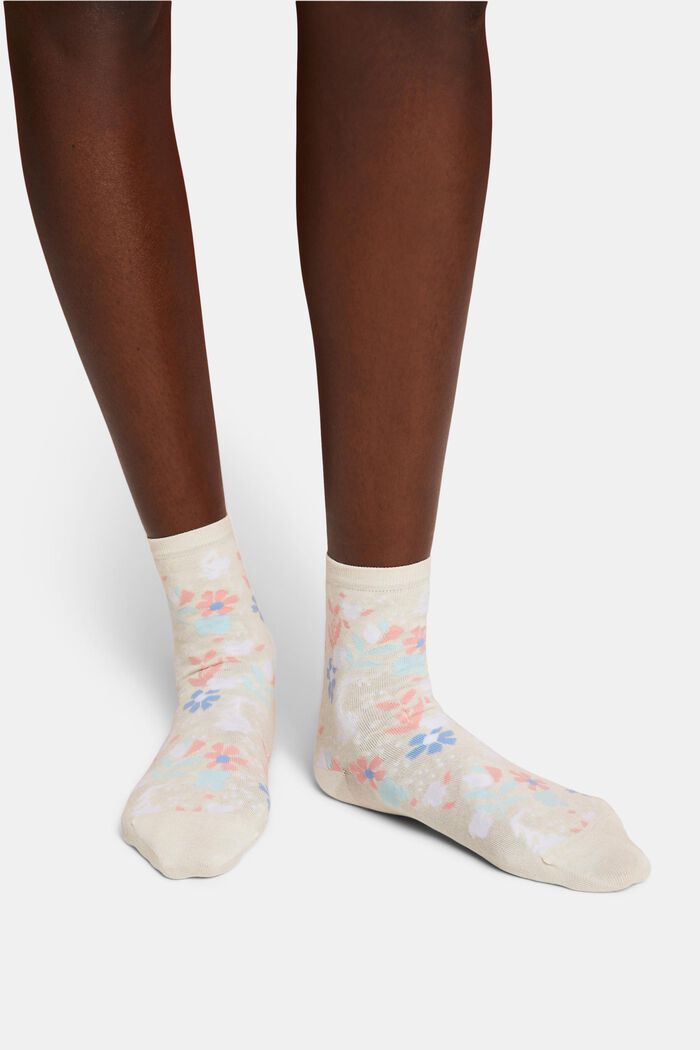 Bedruckte halbhohe Socken, BEIGE/PINK, detail image number 1