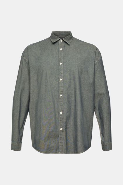 Farbiges Oversize-Denimhemd, GREEN, overview