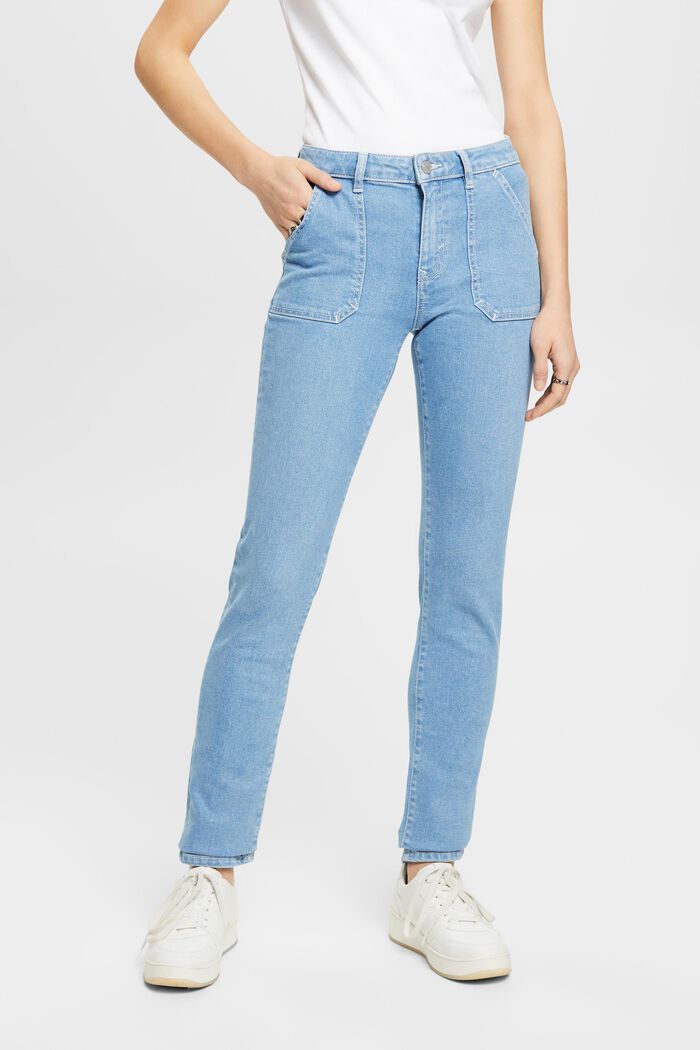 Slim-Fit-Jeans mit mittlerer Bundhöhe, BLUE LIGHT WASHED, detail image number 0