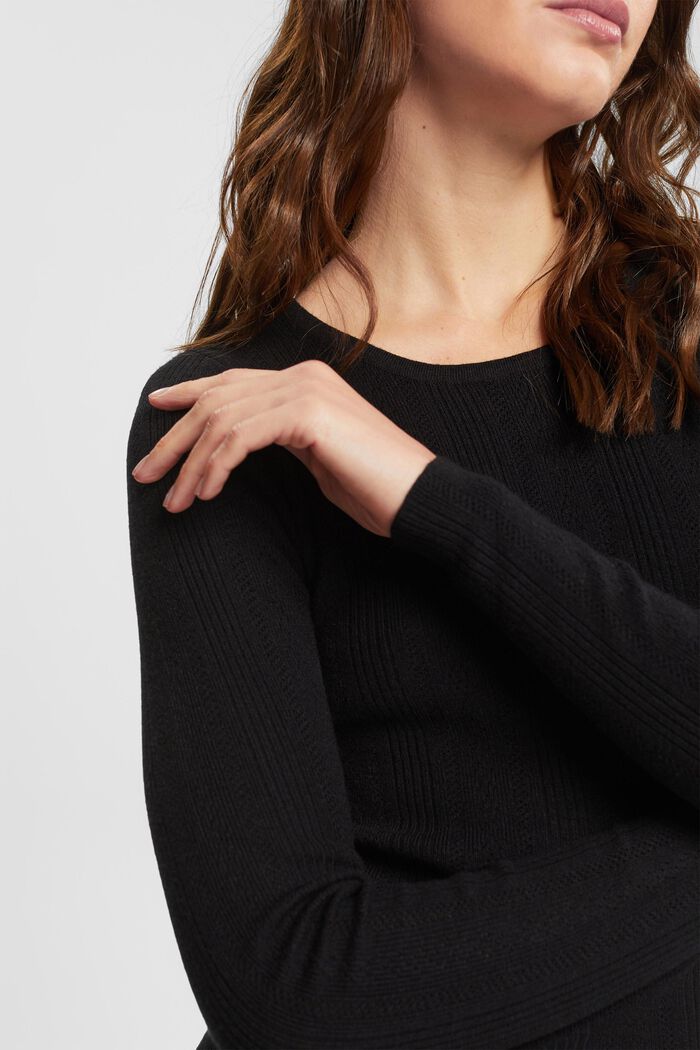 Pullover im Ajour-Stil, BLACK, detail image number 2