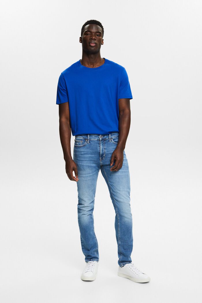 Schmale Jeans mit mittlerer Bundhöhe, BLUE LIGHT WASHED, detail image number 5