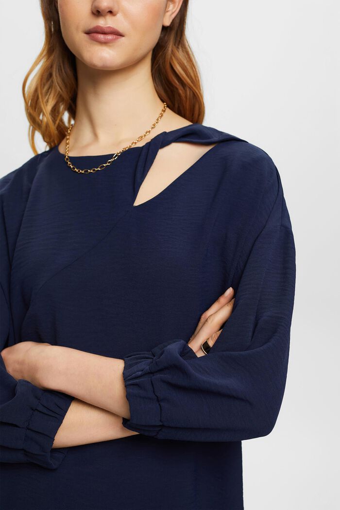 Bluse mit Cut-out-Detail, NAVY, detail image number 2