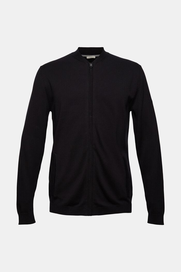 Zipp-Cardigan aus 100% Bio-Baumwolle, BLACK, detail image number 5