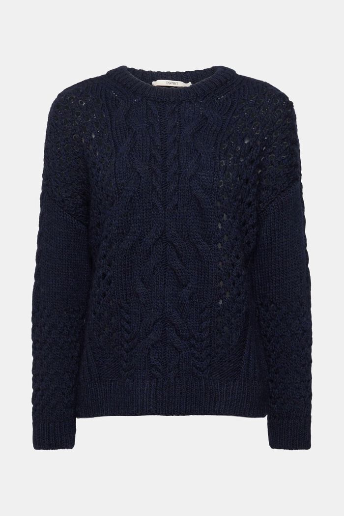 Pullover mit Zopf-Muster, NAVY, detail image number 6