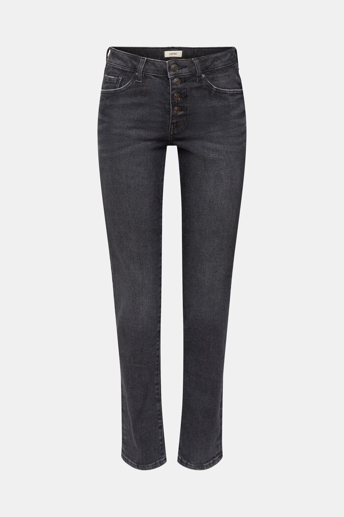 Mid-Rise-Jeans in Slim Fit mit Knöpfen, BLACK MEDIUM WASHED, detail image number 7