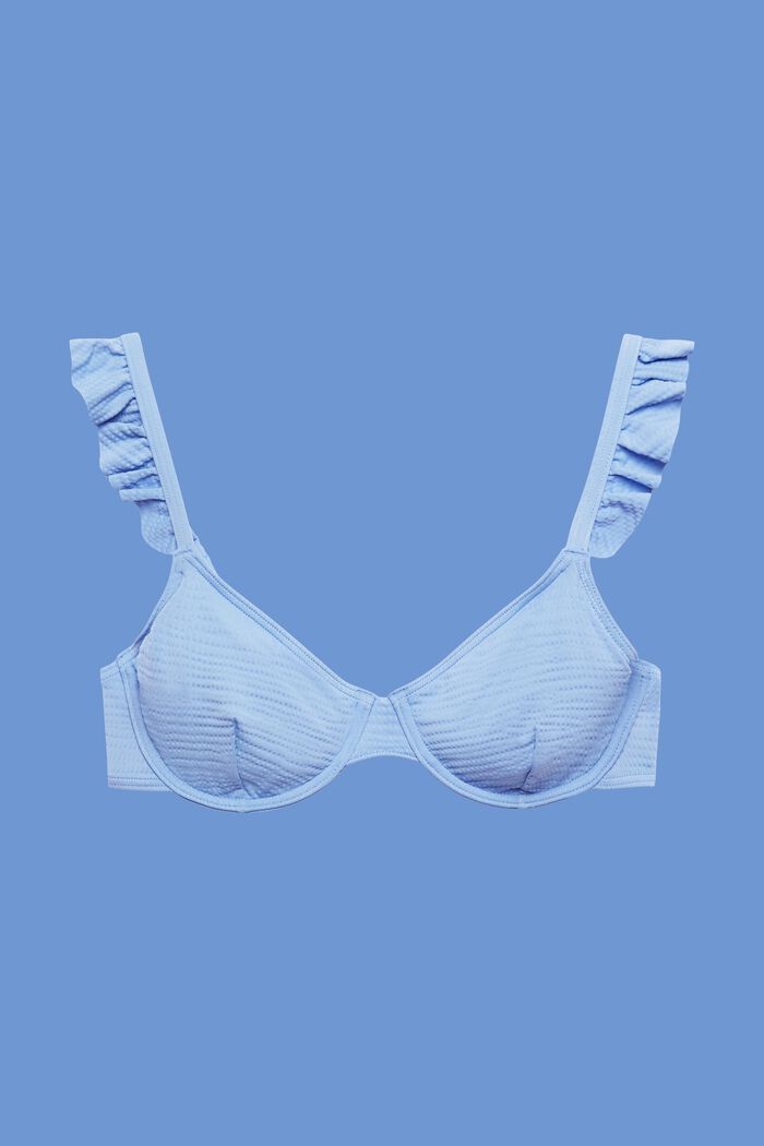 Recycelt: Bügel-Bikinitop mit Rüschendetails, LIGHT BLUE LAVENDER, detail image number 4