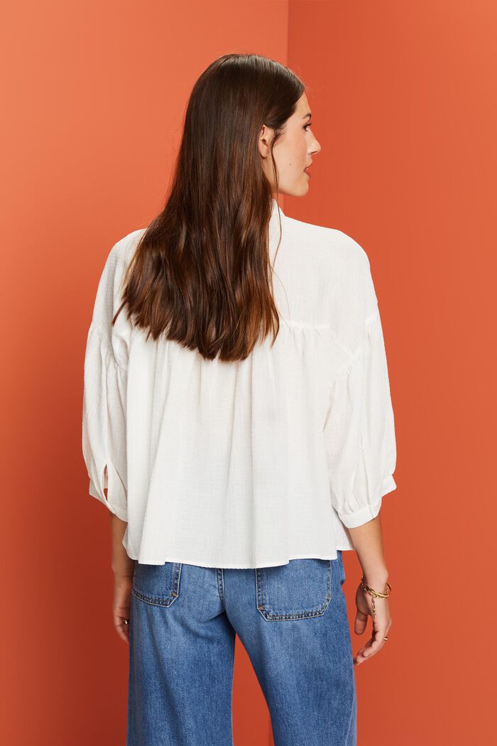 Oversize-Bluse, 100 % Baumwolle, WHITE, detail image number 3