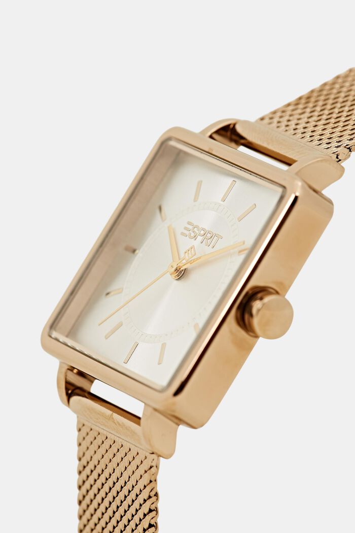 Eckige Uhr mit Mesh-Armband, GOLD, detail image number 1