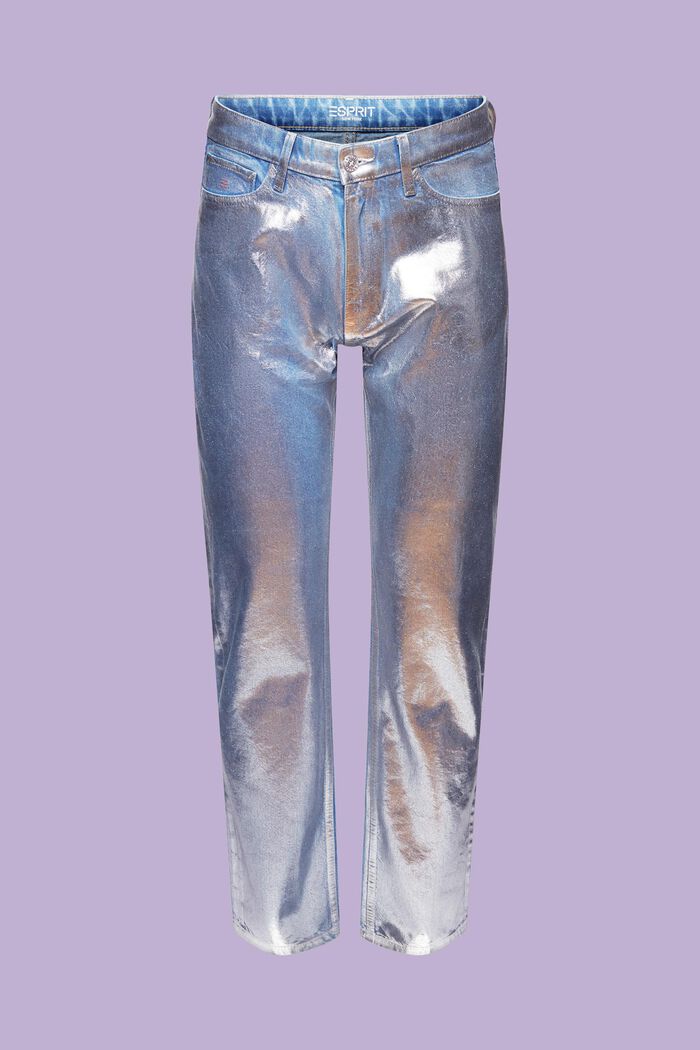 Gerade geschnittene Jeans mit Metallic-Finish, GREY RINSE, detail image number 6