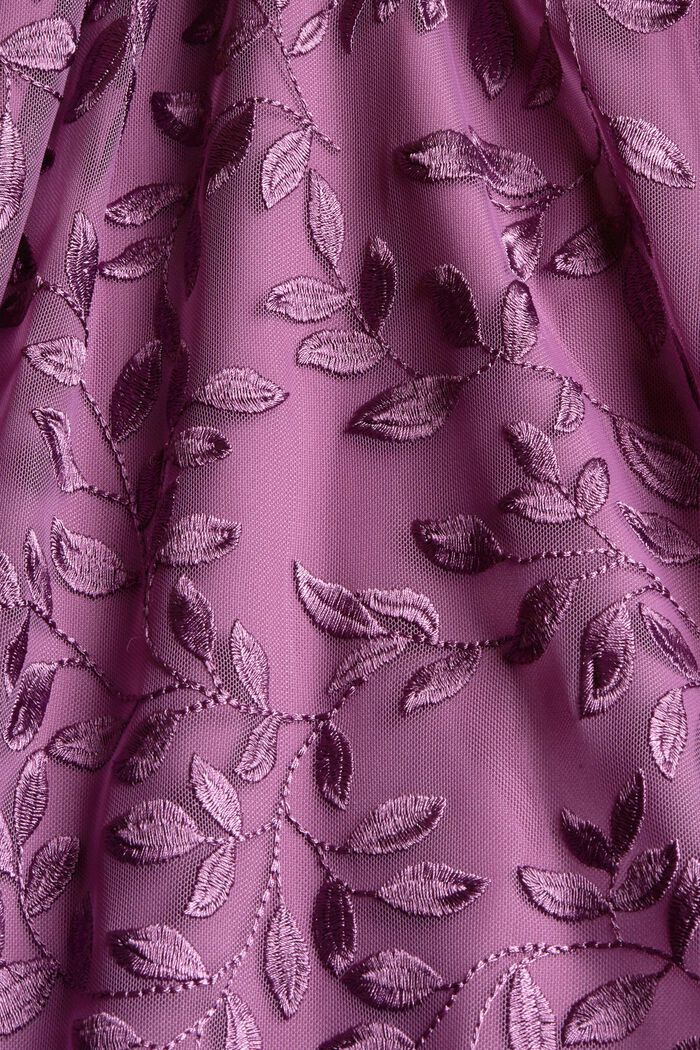 Neckholder-Kleid mit floraler Stickerei, PURPLE, detail image number 4