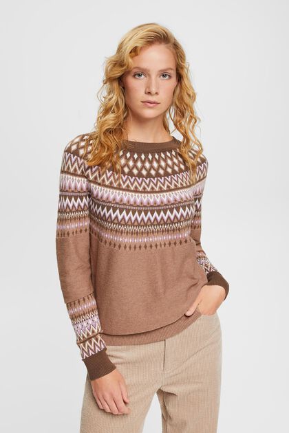 Pullover aus Jacquardstrick, TAUPE, overview