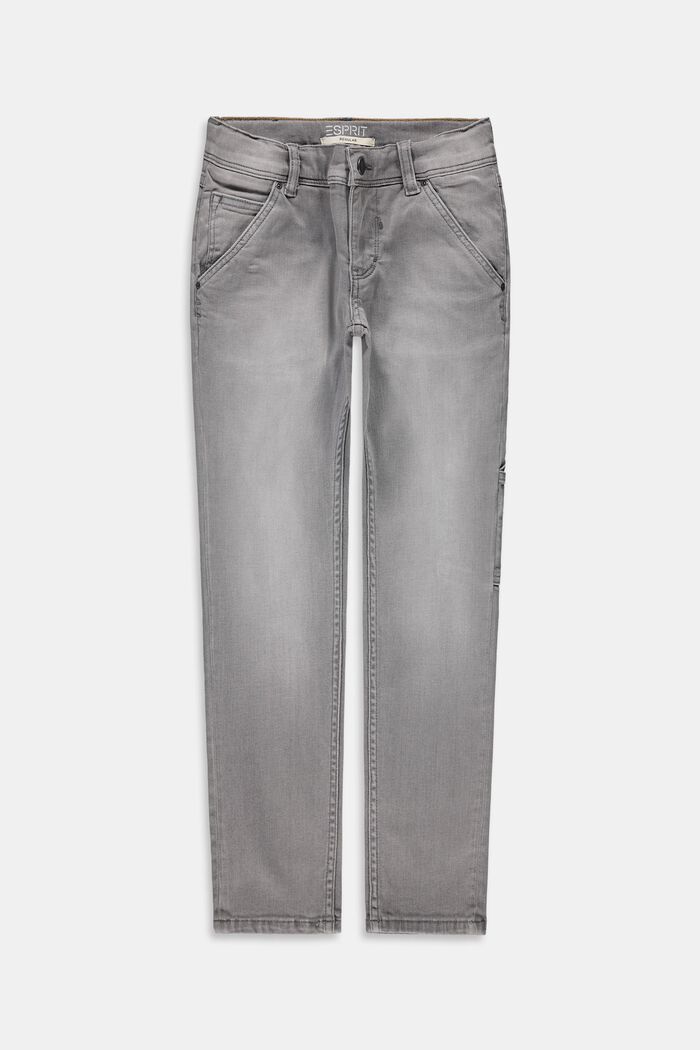 Jeans im Worker-Stil mit Verstellbund, GREY MEDIUM WASHED, detail image number 0