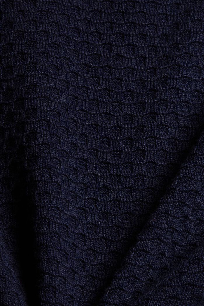 Pullover mit Waffelstruktur, 100% Baumwolle, NAVY, detail image number 4