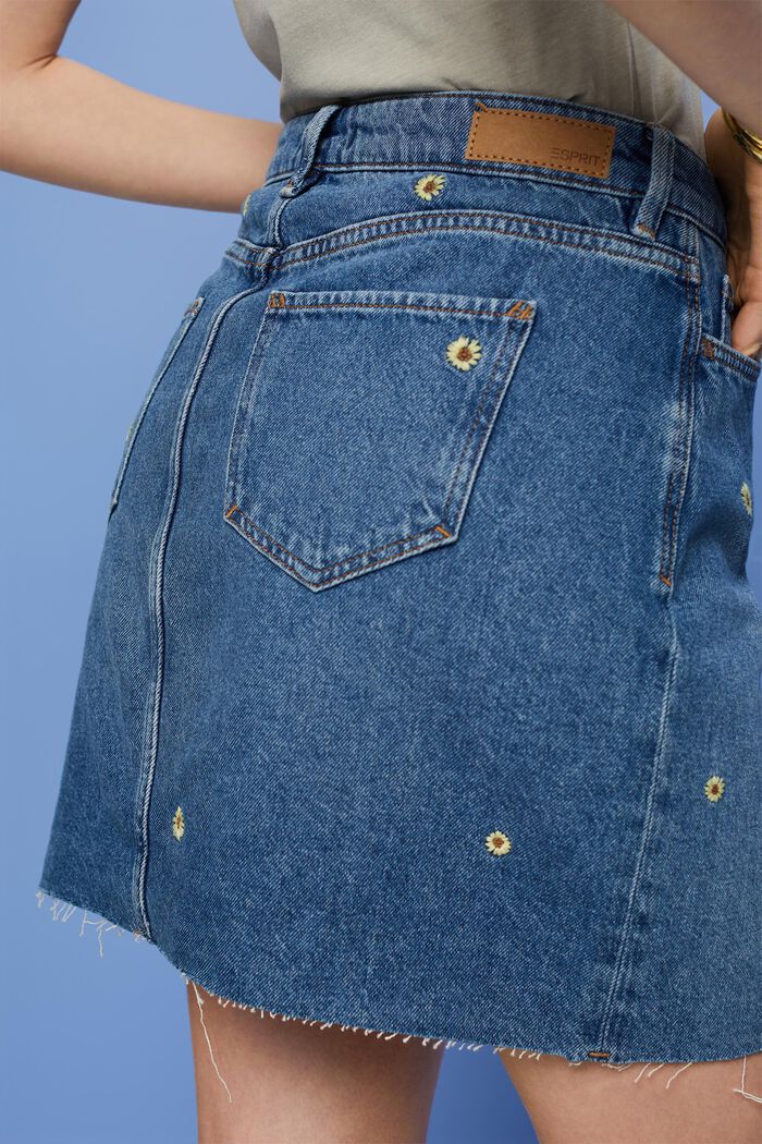 Jeans-Minirock mit Stickerei, BLUE LIGHT WASHED, detail image number 4