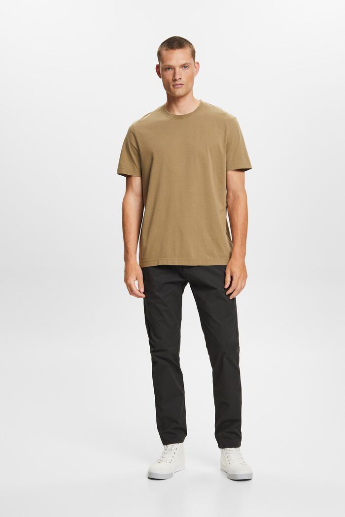 Rundhals-T-Shirt aus Jersey, 100 % Baumwolle, KHAKI GREEN, detail image number 4