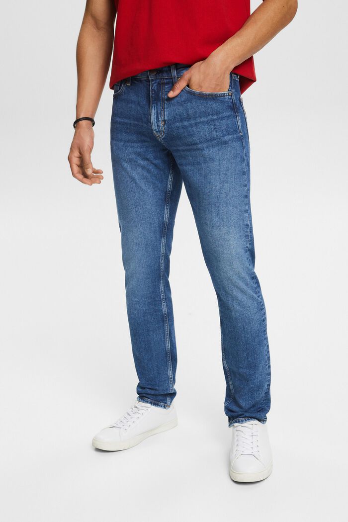 Schmale Jeans mit mittlerer Bundhöhe, BLUE MEDIUM WASHED, detail image number 0
