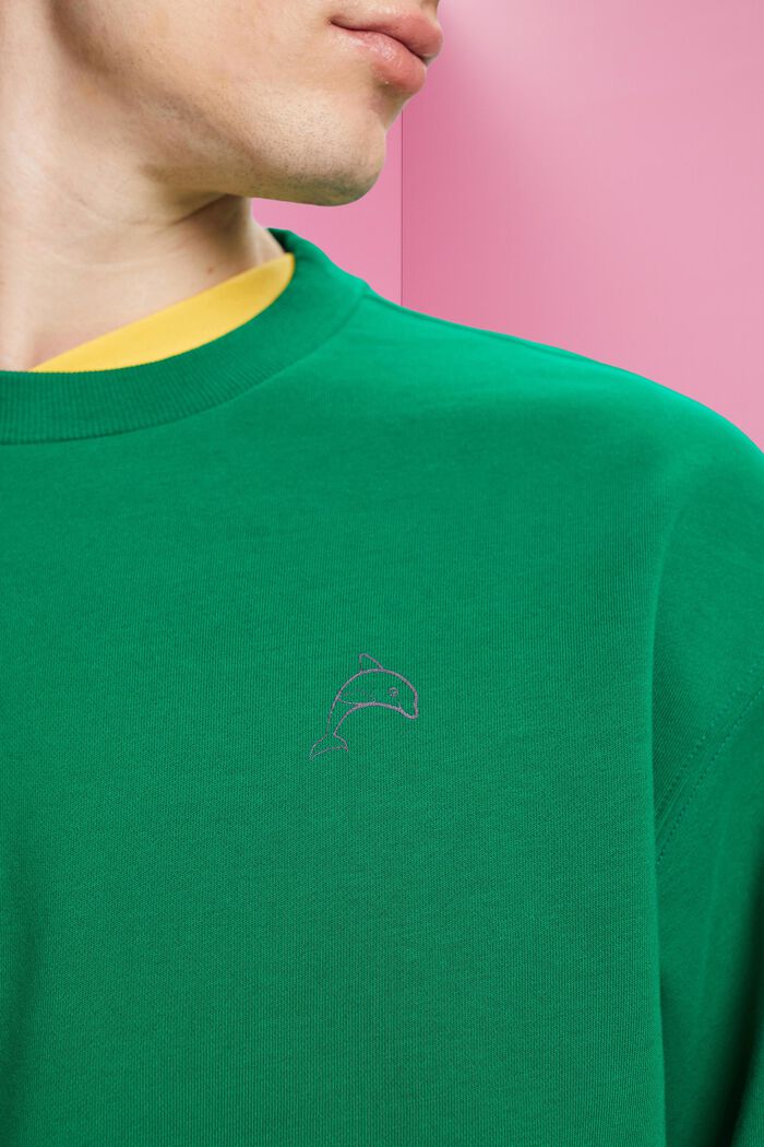 Sweatshirt mit kleinem Delfinprint, GREEN, detail image number 2
