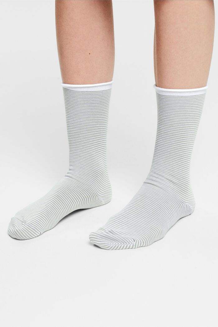 2er-Pack gestreifte Socken aus Bio-Baumwollmix